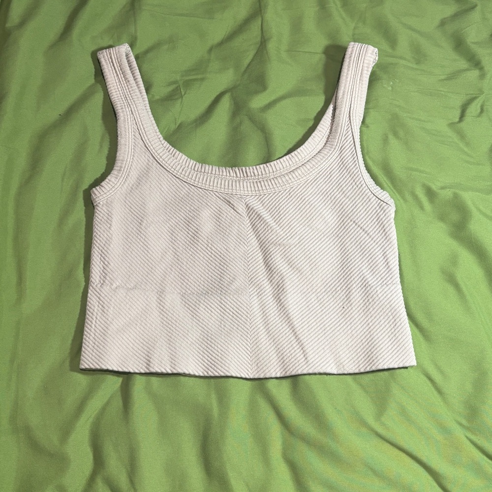 Women's Cream Ribbed Tank Top
